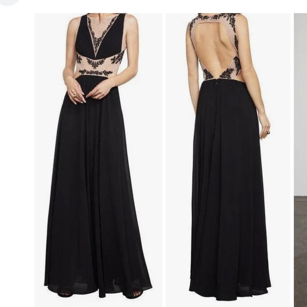 NWT Evening gown embroidered black and nude Gisela BCBGMAXAZRIA size 0